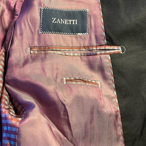 Zanetti Lanificio Di Biella Men's Black Porto Suit Jacket 44L Slim NWT MSRP $395 - Picture 5 of 8